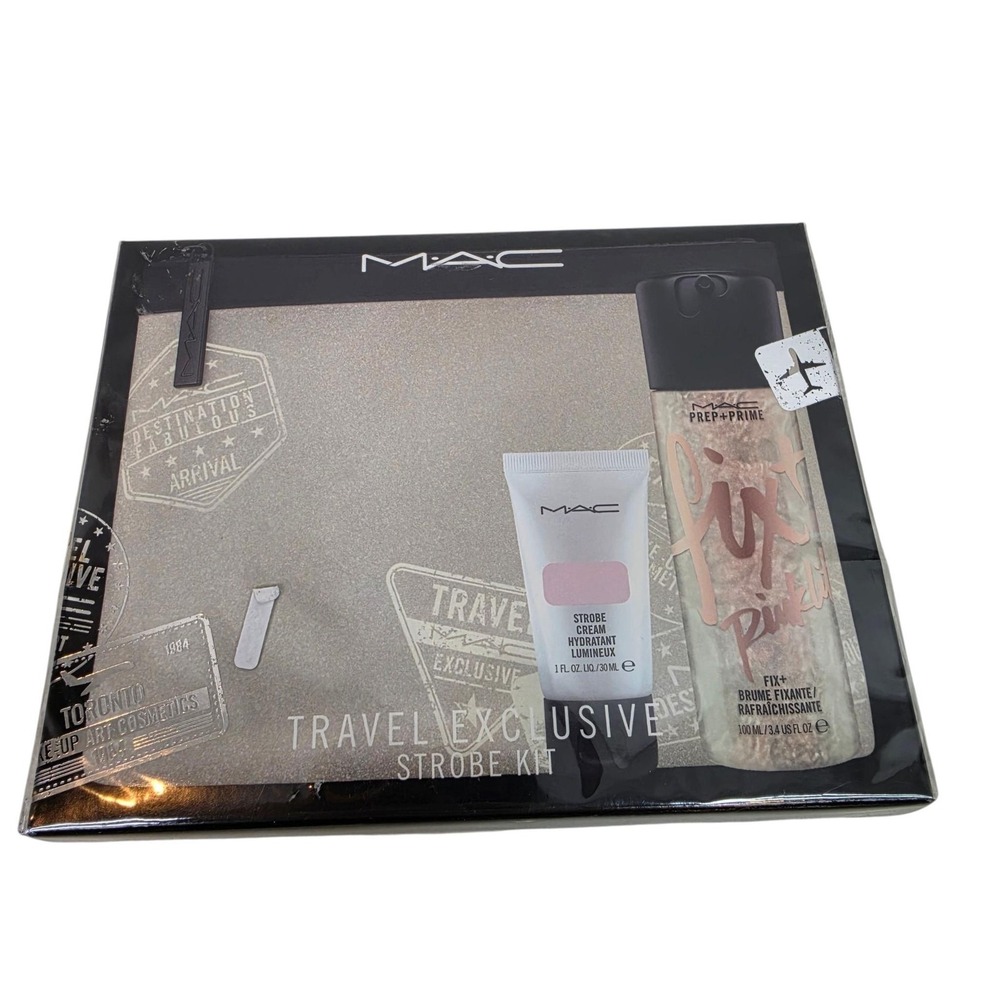 MAC Travel Exclusive Strobe Kit Pinklite Strobe Cream Fix+ Spray Set Travel Size